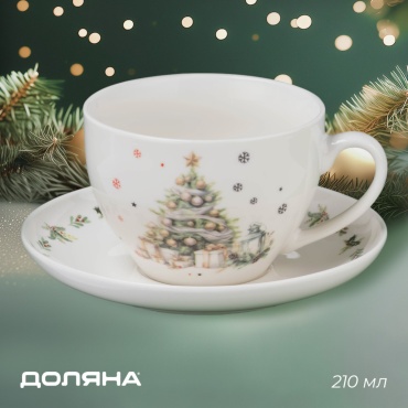 Чайная пара Доляна , 210 мл, фарфор, 1 шт.