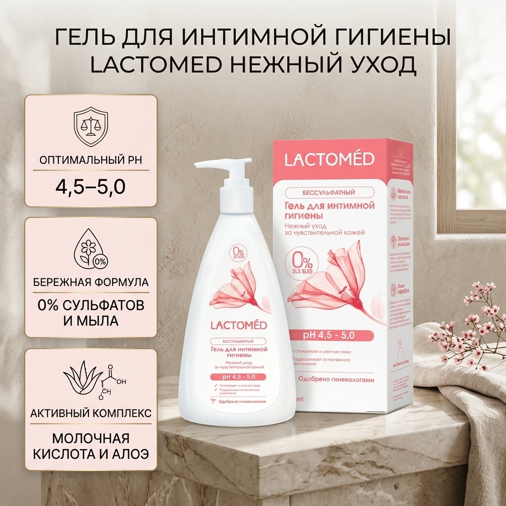 Lactomed Intimate Нежный Уход гель для интимной гигиены 200 мл