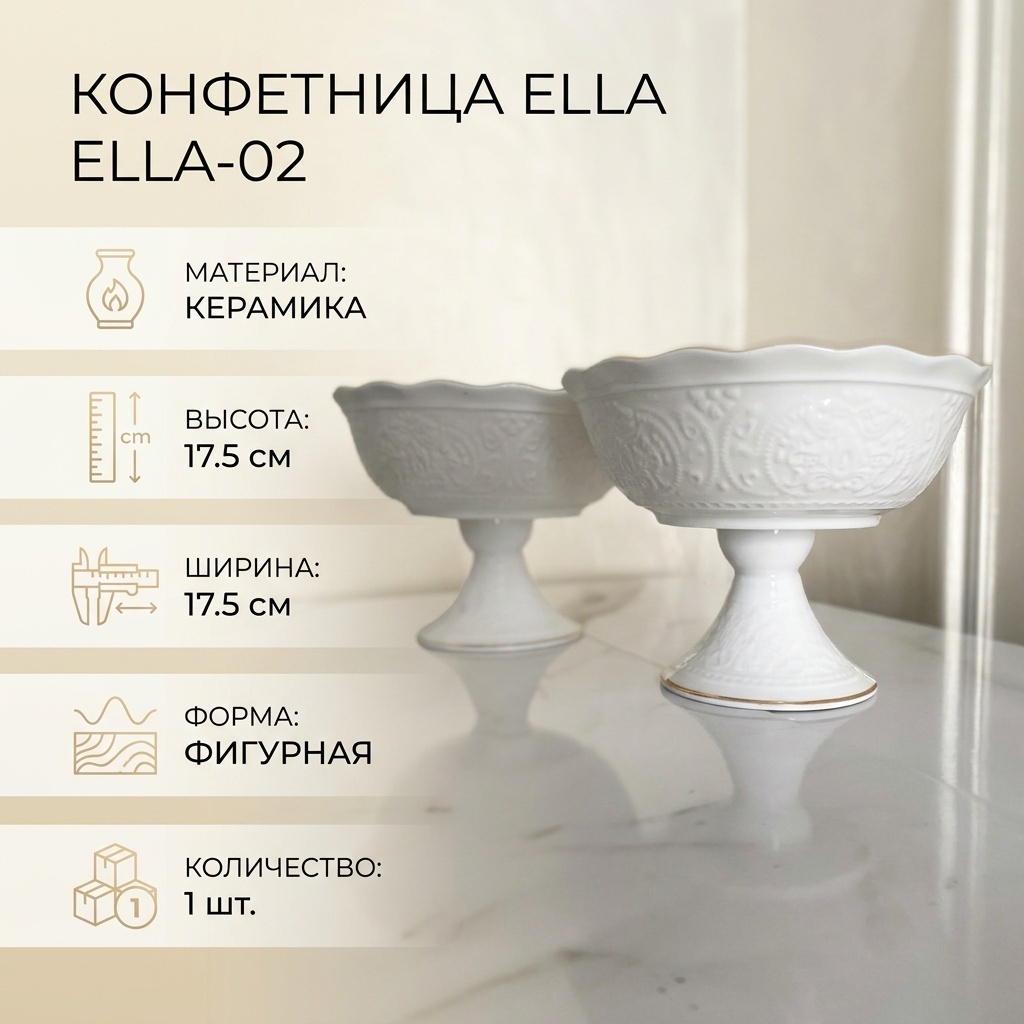 ELLA конфетница Базовая коллекция ELLA-02 Конфетница на ножке фигурная 1 шт
