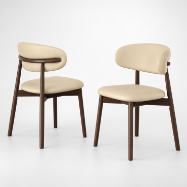 Комплект стульев Yoto Oleandro leather walnut m, 80x48x45 см, темно-коричневый, бежевый, хаки 2 шт.