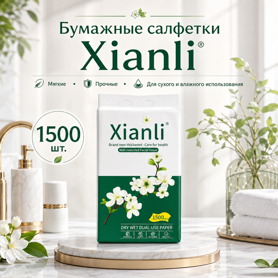 Туалетная бумага 1-слойный 1500 шт, первичная целлюлоза