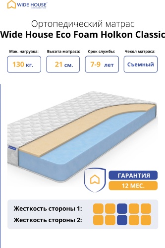Матрас WIDE HOUSE Eco Foam Holkon Classic, 80x190x21 см