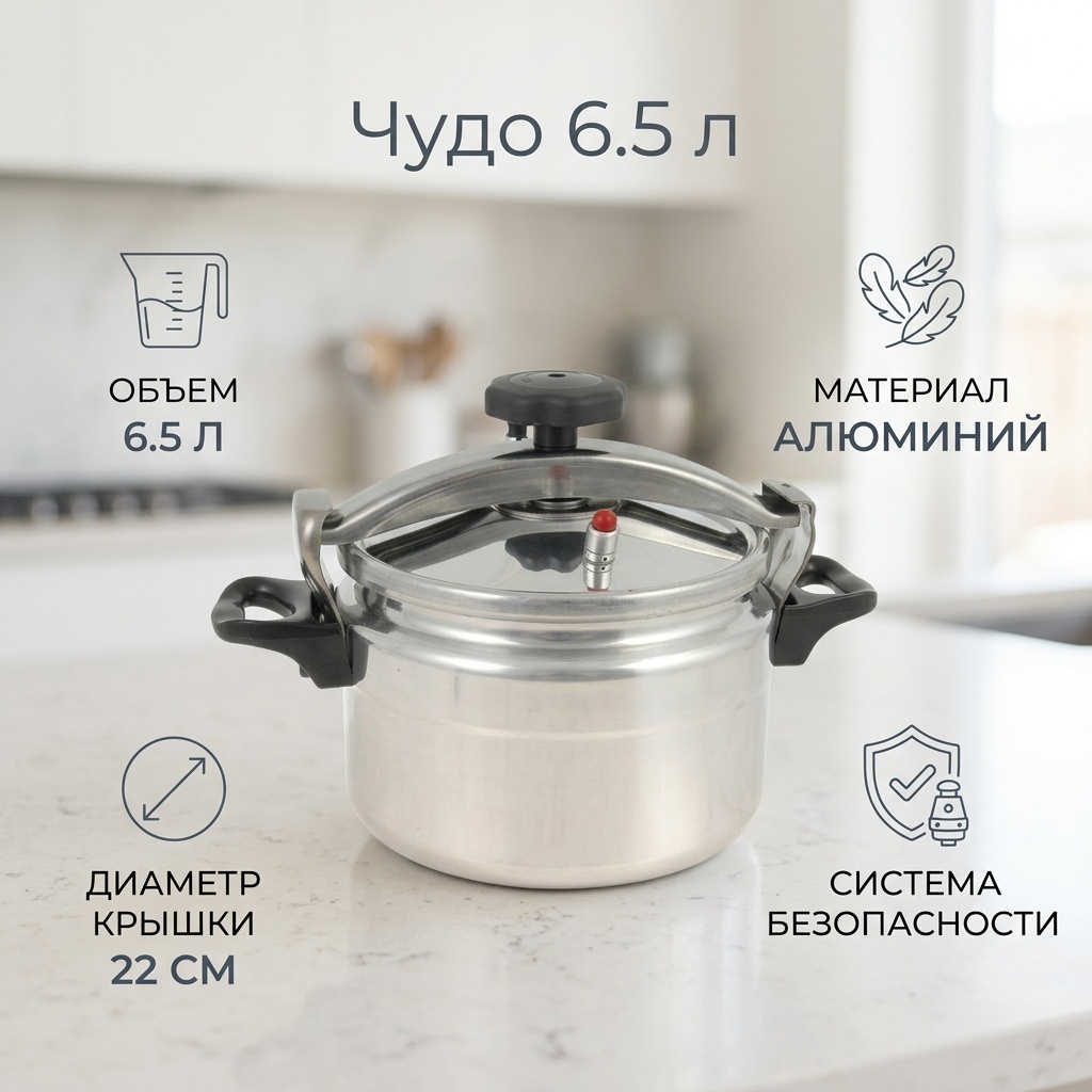 Скороварка 6.5 л, ЧУДО 00001473 алюминий