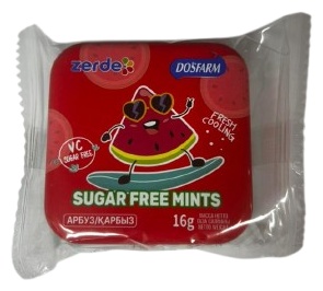 Конфеты леденцы Zerde Sugar Free Mints арбуз 16 г