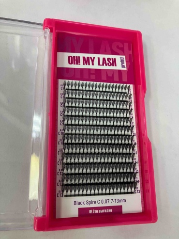 Oh My Lash Black Spire пучковые C 0.07 мм черный mix 7-13 мм