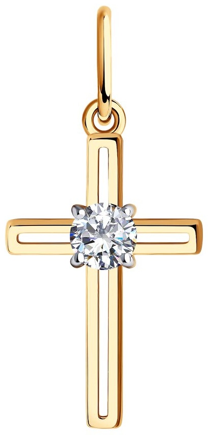 Крестик Diamant 3714593 вес 0.57 г золото, фианит