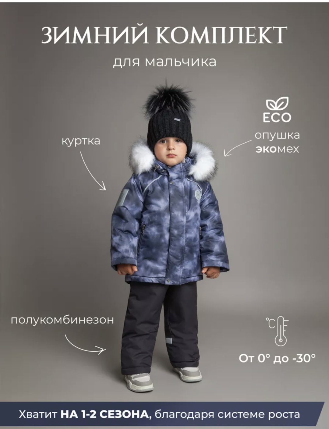 Зимняя куртка НаследникЪ Выжанова синий, графит