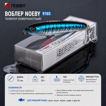 Воблер Noeby NBL9165 1 шт 75 мм синий / серебристый / черный