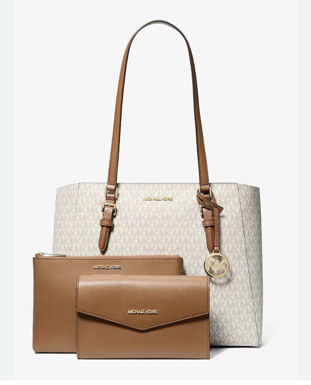 Сумка тоут Michael Kors канвас бежевый, коричневый