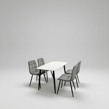 Комплект Ideal TSEYU Ceramic, стол 120х70 см + 4 стула, белый, серый