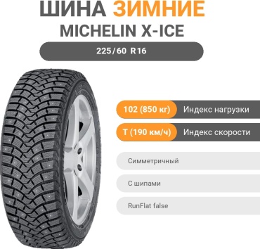 MICHELIN X-Ice North2 225/60 R16 102 T с шипами
