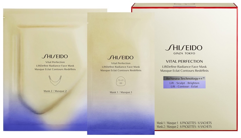 Маска для лица Shiseido тканевая Vital Perfection Моделирующая маска для лифтинга и сияния кожи, 6 шт (1+1) 12 г