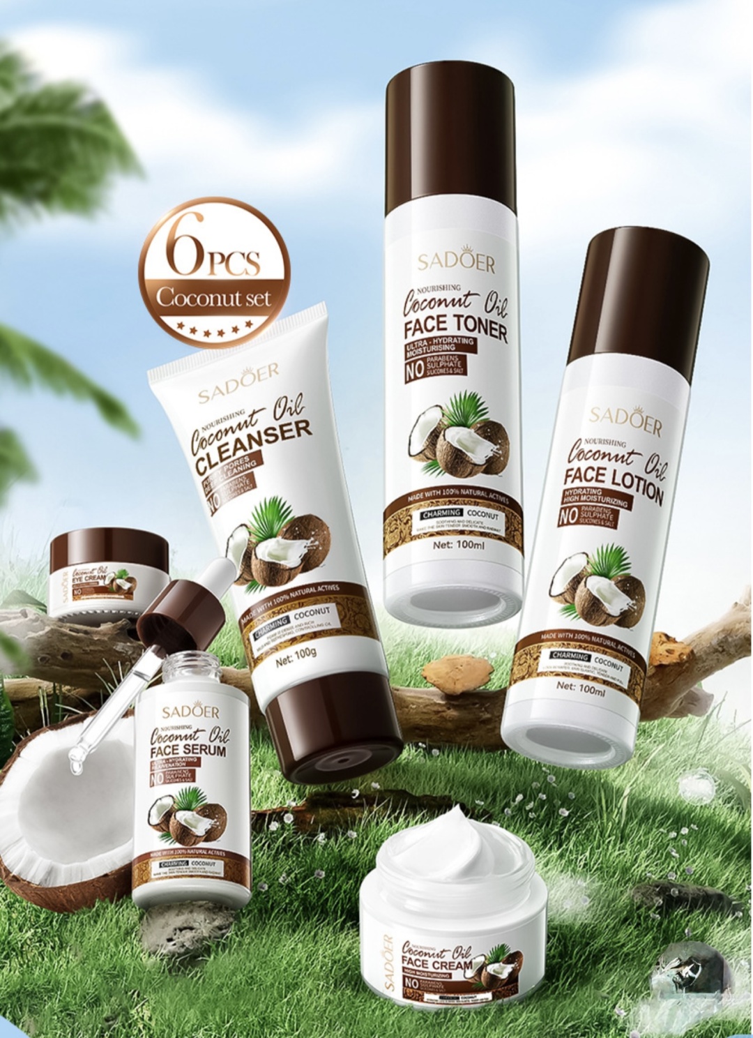 SADOER Coconut Oil набор по уходу за лицом для женщин