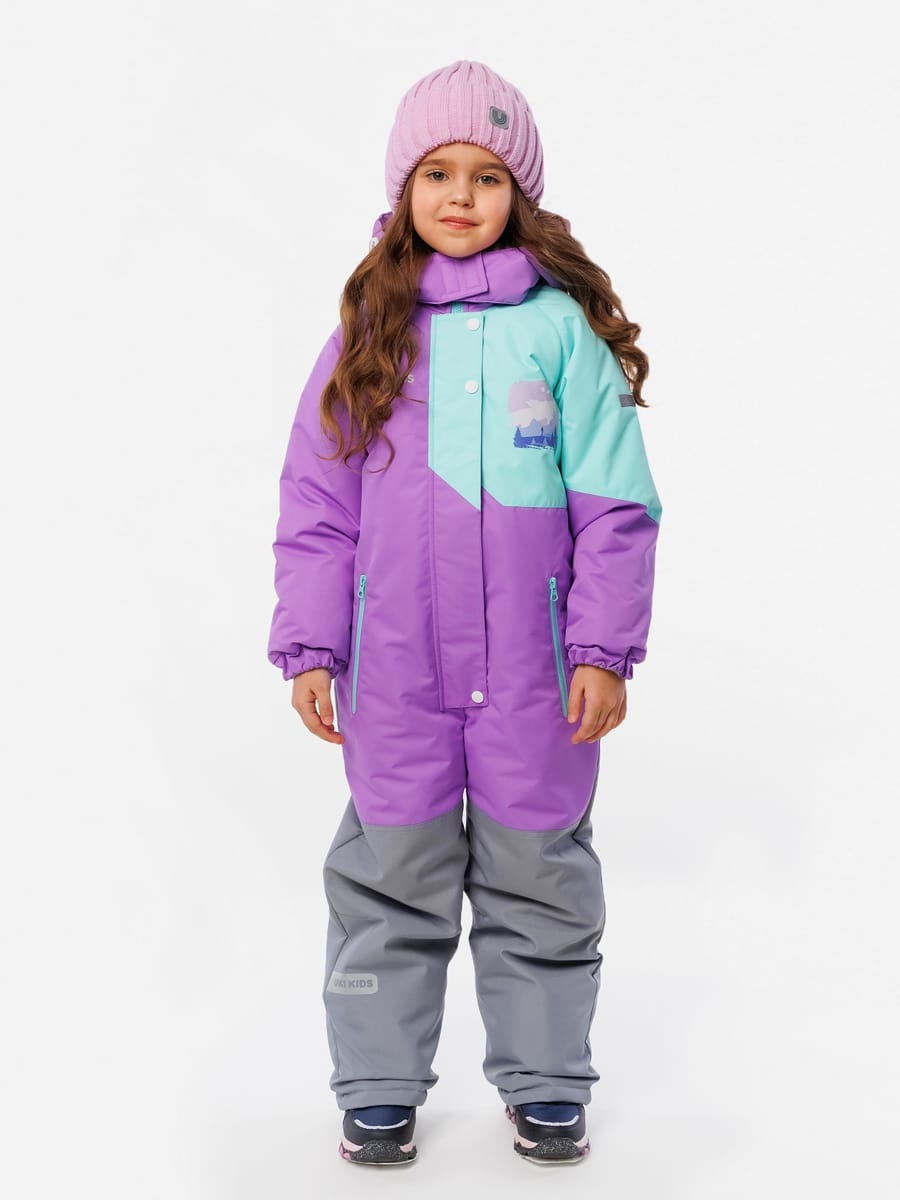 Комбинезон Uki kids серый, фиолетовый