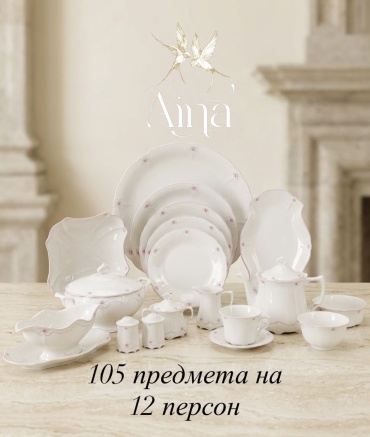 Сервиз на 12 персон Aina , предметов: 105, чайно-столовый, костяной фарфор