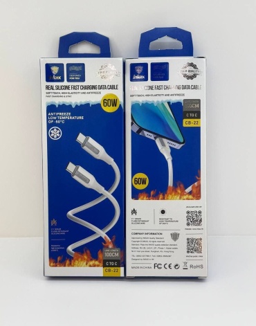 Кабель Inkax USB TypeC (F), USB TypeC (M), 1 м, Кабель INKAX CB-22 C-C Type-c to Type-c 60W белый