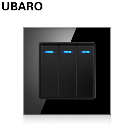 Выключатель клавишный Ubaro BL-3 кл, черный