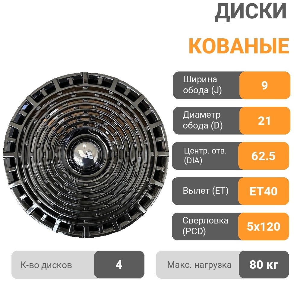 LiXiang Forged 4 9x21/5x120 D62.5 ET40 4 диска черный