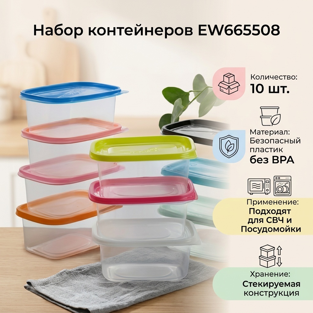 Набор контейнеров EW665508 10 шт, пластик