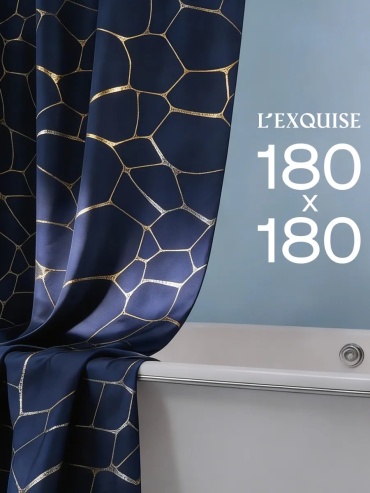 Штора для ванной EXQUISE 490446658 180x180 синий, полиэстер
