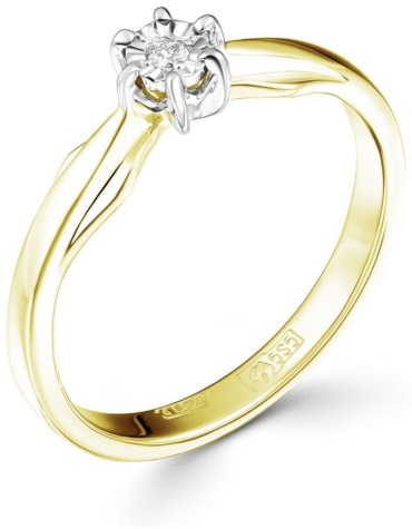 Помолвочное кольцо PRESTIGE JEWELRY К-104-03 размер 16.5 вес 2.18 г золото, бриллиант