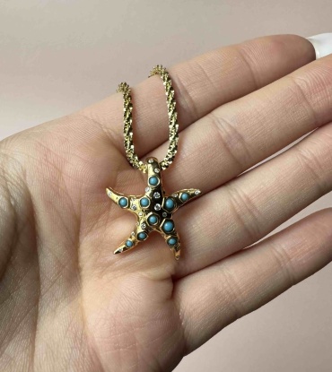 Колье Silver Star 1464346 длина 45 см вес 4 г серебро, фианит, бирюза