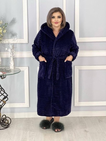 Махровый халат Milana синий