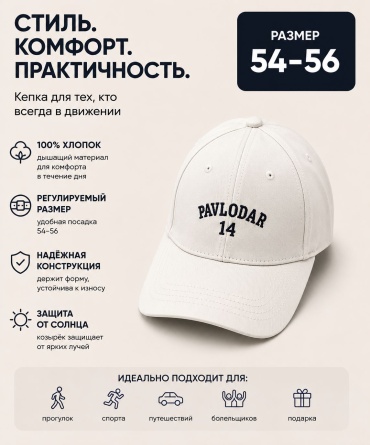 Кепка BEST MIX размер 54, белый