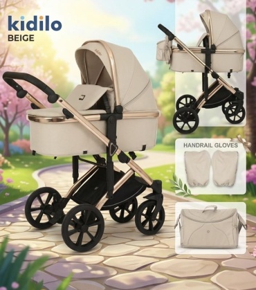 Коляска универсальная 2 в 1 Kidilo NJ505, бежевый