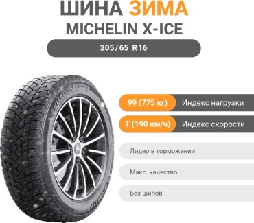 MICHELIN X-Ice Snow 205/65 R16 99T без шипов