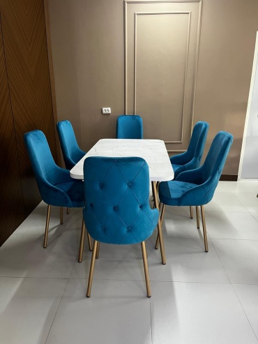 Комплект Best Versal Elegance, стол 150х80 см + 6 стульев, бирюзовый