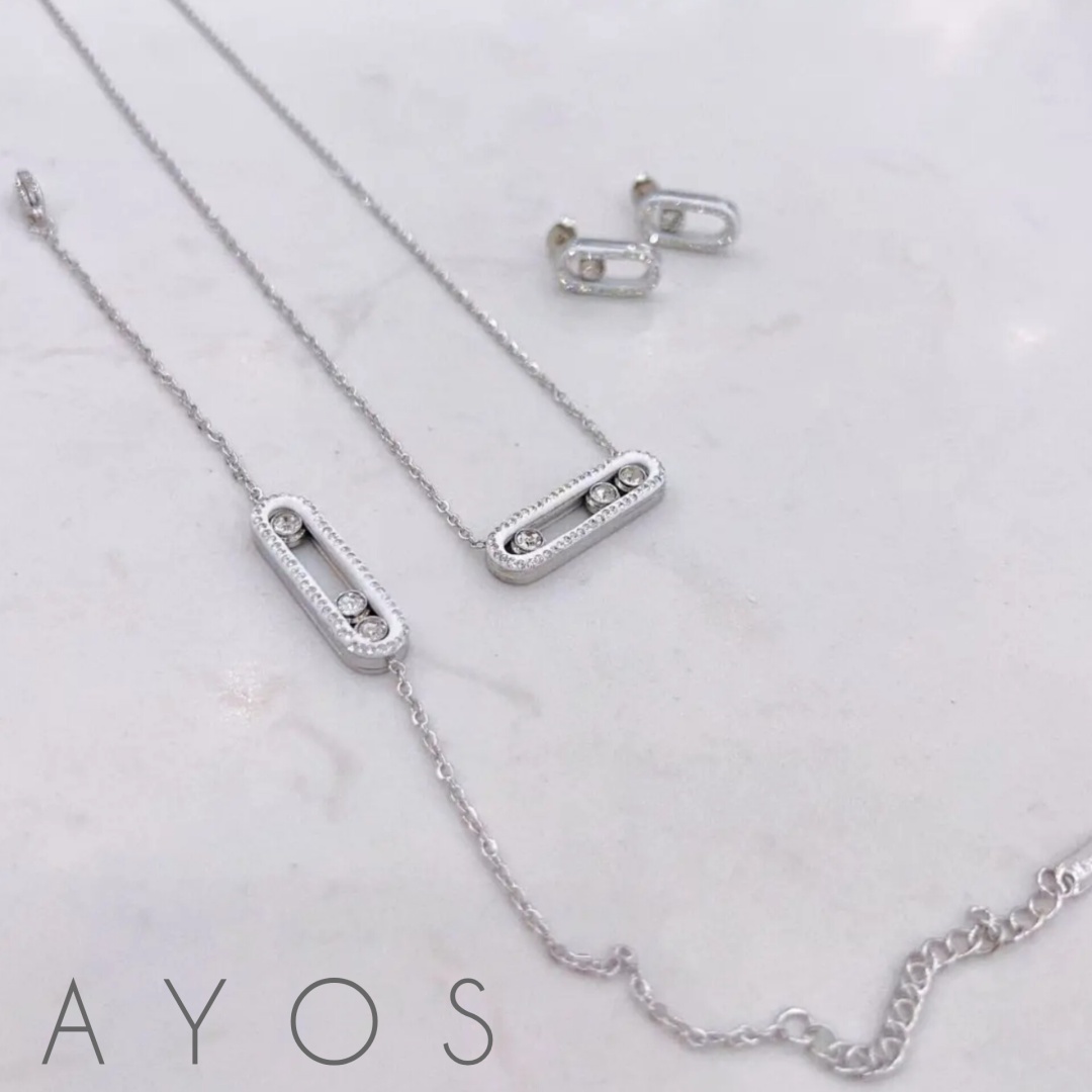 AYOS Мэссика Премиум серия- набор 4в1/silver 925h вес 11.3 г серебро, фианит