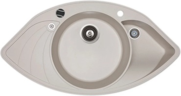 Кухонная мойка AQUASANITA SCP151-110AW 94.5х50.5х20 см, гранит, тон бежевый
