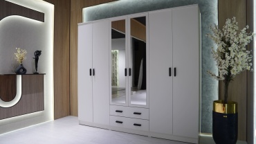 Распашной шкаф КВАНТ STATUS 6D, 240x215х53 см, белый