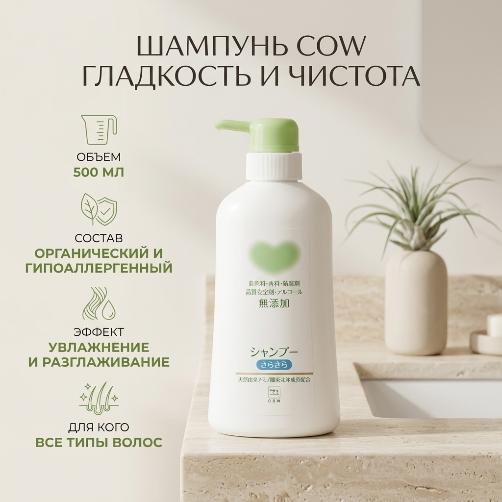 Cow Гладкость и чистота шампунь 500 мл
