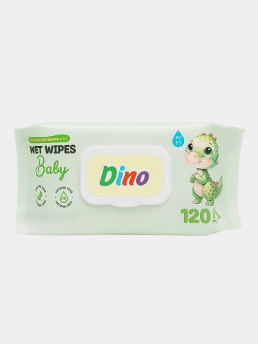Влажные салфетки Салфетки влажные Dino Baby, детские, 120 шт 120 шт