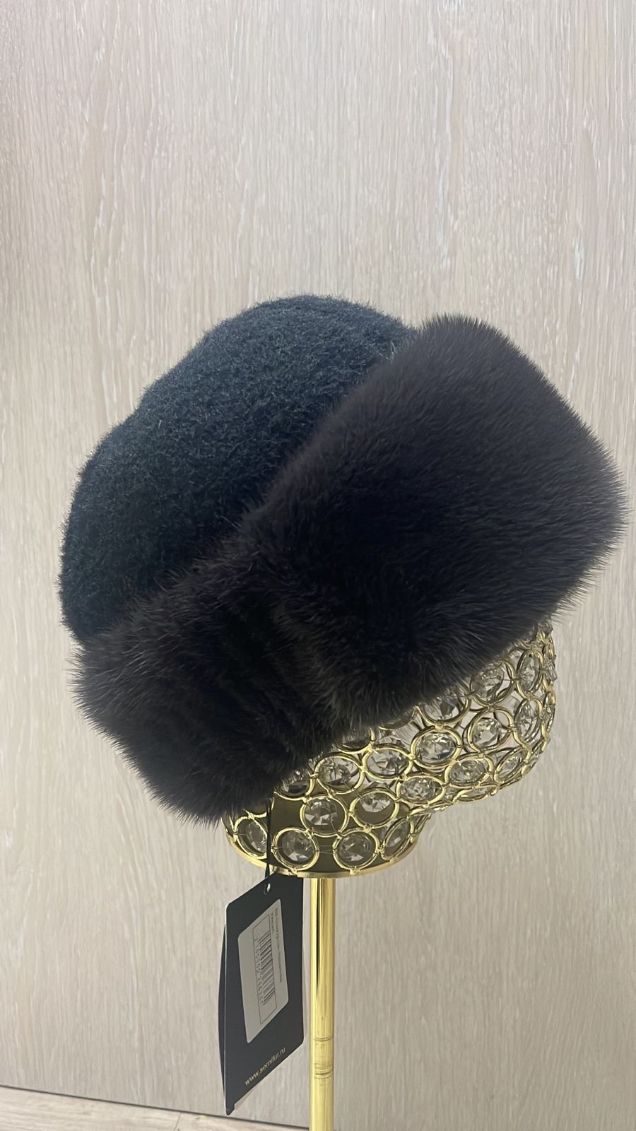 Шапка SemiFur размер 56, 57, 58, 59, черный, шоколадный