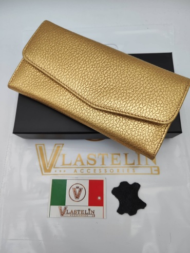 Кошелек Vlastelin металл, натуральная кожа золотистый