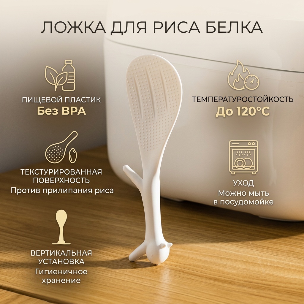 Ложка 1 шт, белый Кухонная