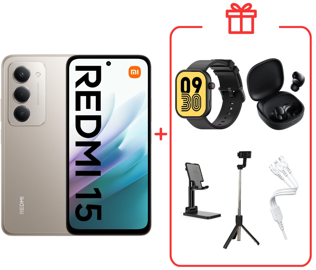 Смартфон Xiaomi Redmi 15 4G 8 ГБ/256 ГБ серый + подарок