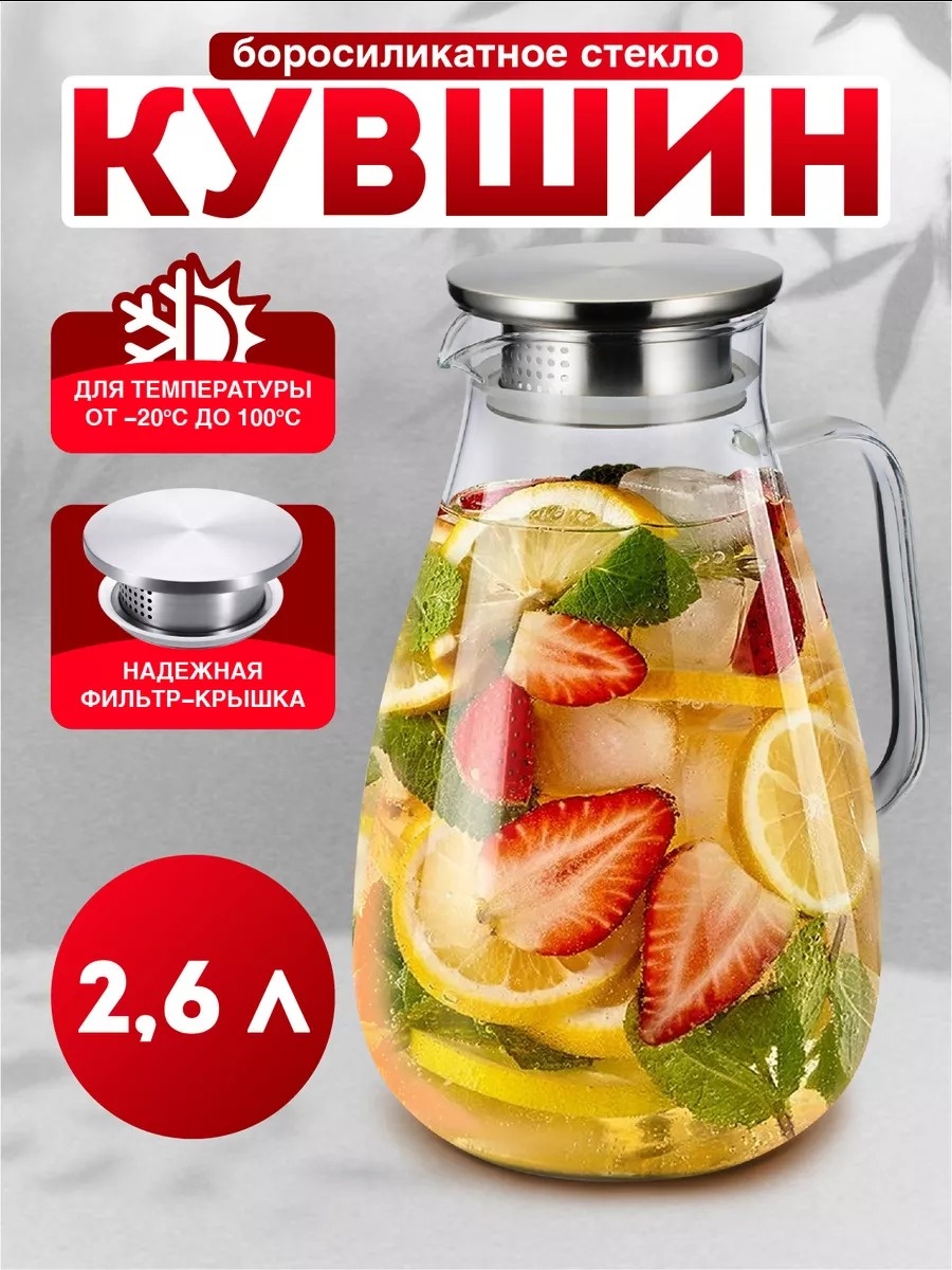 Кувшин ME HOME 2.6 л, боросиликатное стекло