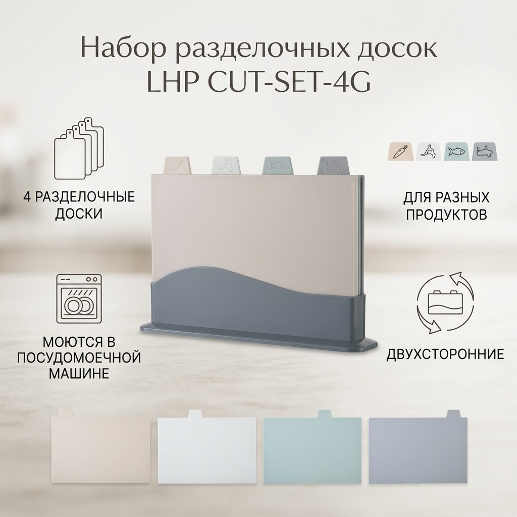 Набор разделочных досок 2024 LHP-CUT-SET-4G 4 шт, пластик