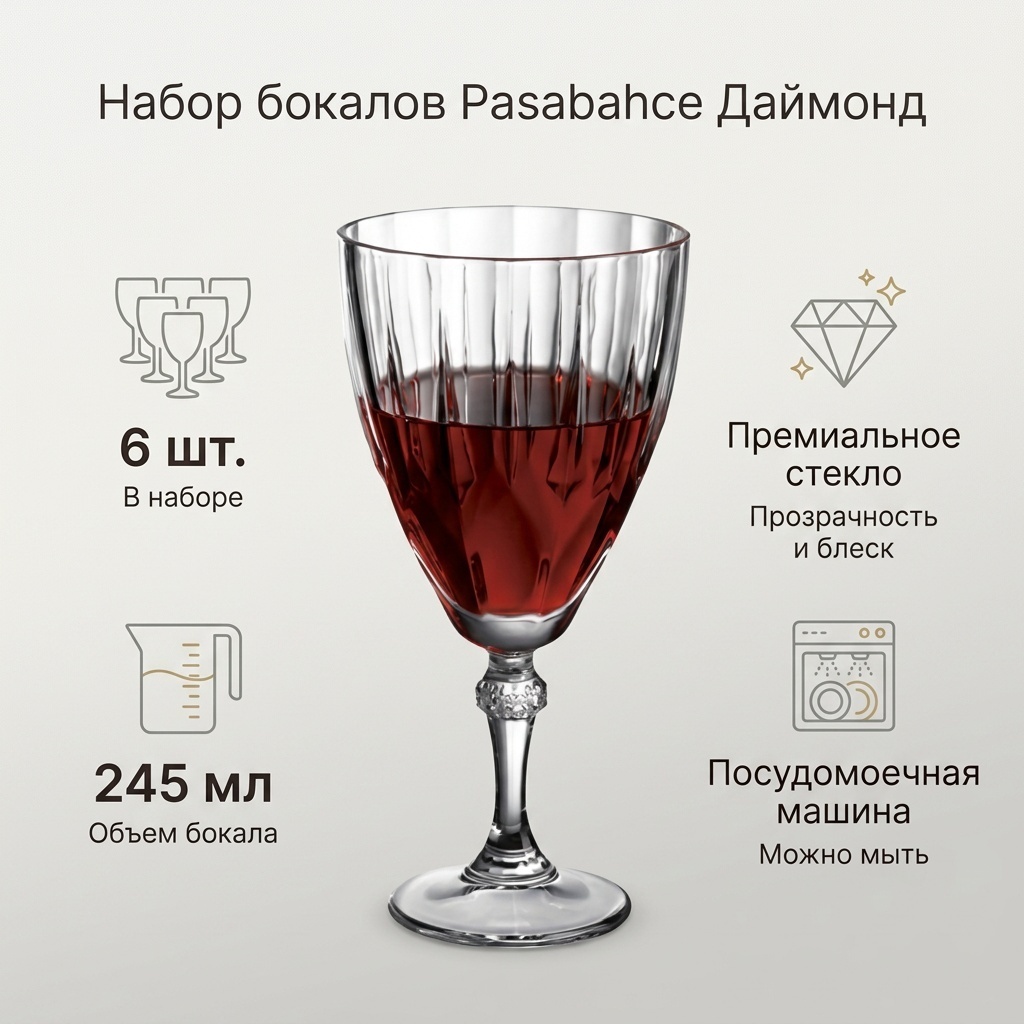 Набор бокалов Pasabahce 245 мл, стекло, 6 шт