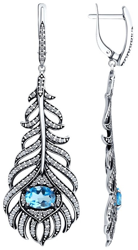 Серьги Diamant V48534 вес 9.09 г серебро, фианит