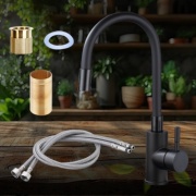 Смеситель для кухни 608bb, нержавеющая сталь, цвет черный