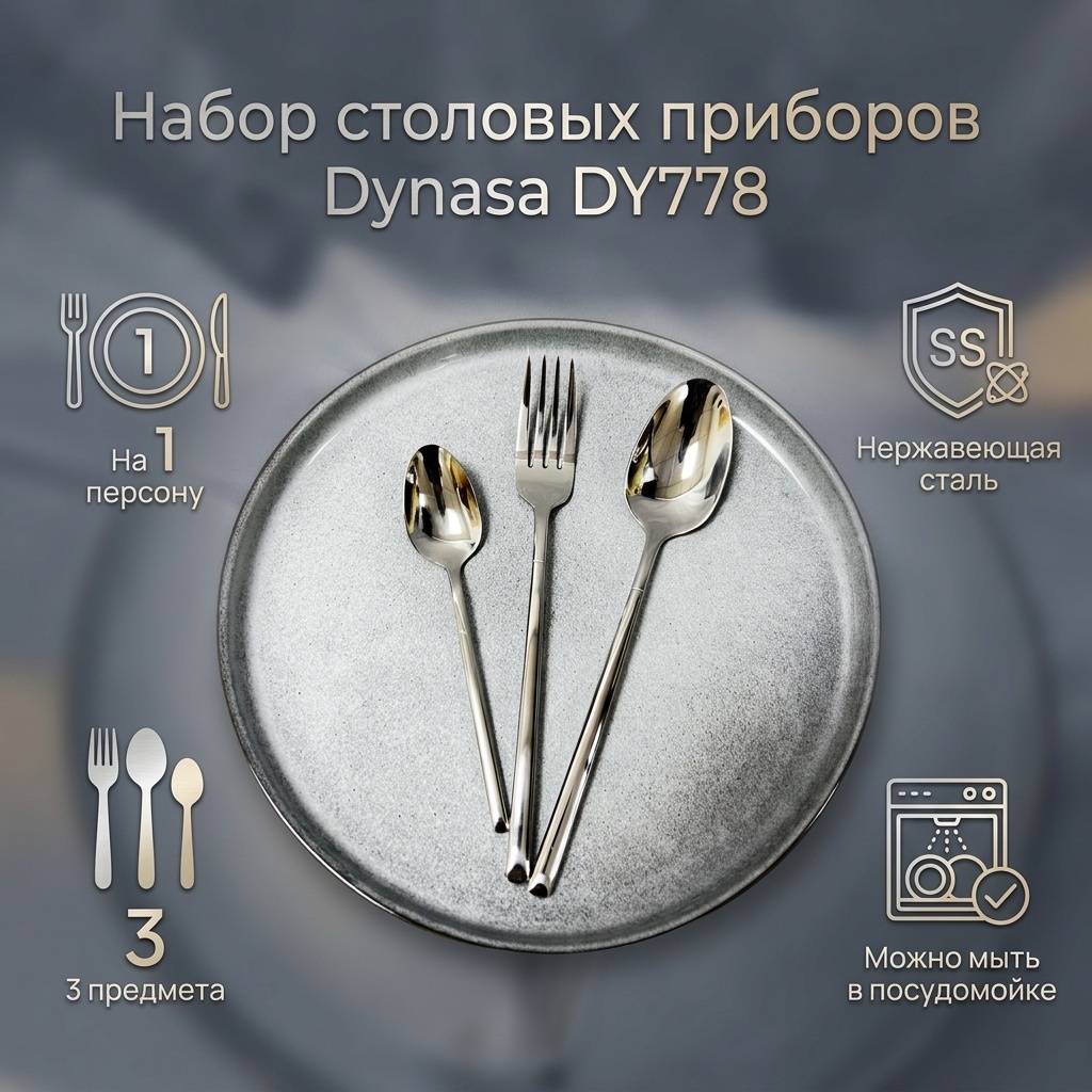 Набор столовых приборов Dynasa 3 шт, золотистый, серебристый DY778