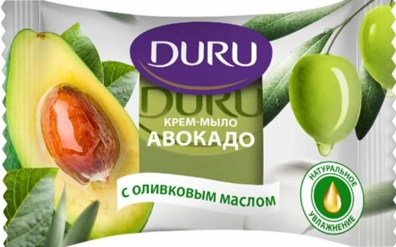 Кусковое мыло туалетное DURU Туалетное крем-мыло Авокадо и Масло Оливы 80гр 1 шт