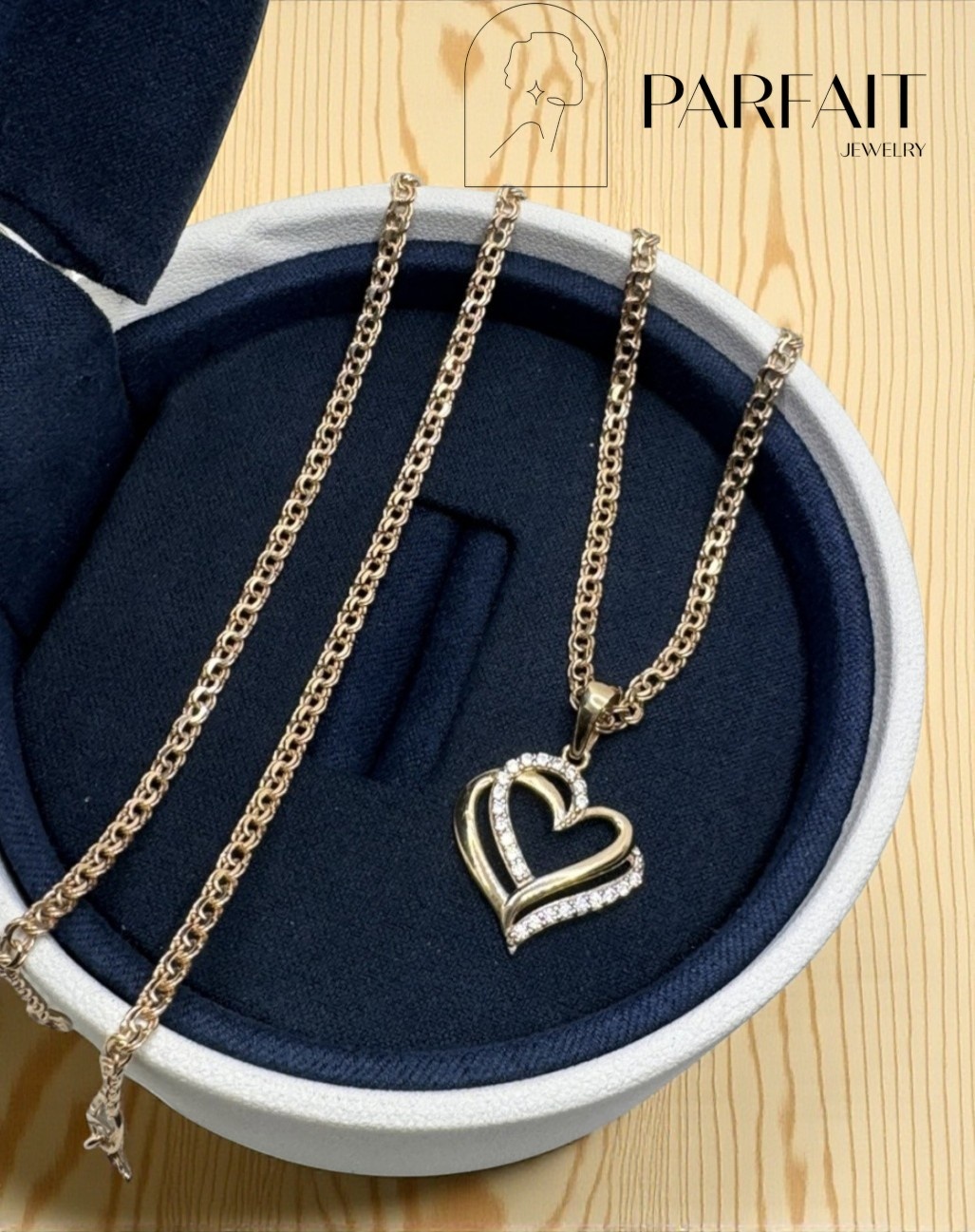 Колье PARFAIT JEWELRY Колье_Сердце_Бисмарк_PJ02 длина 55 см вес 4.3 г золото, фианит