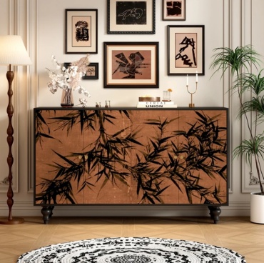 Комод 8754c, 150x40x90 см, черный, коричневый