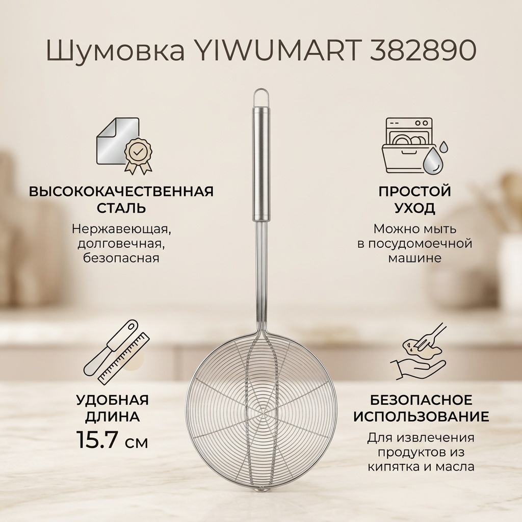 Шумовка Yiwumart нержавеющая сталь, 1 шт